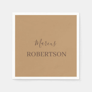 Brown monogram calligraphy minimalist professional napkin