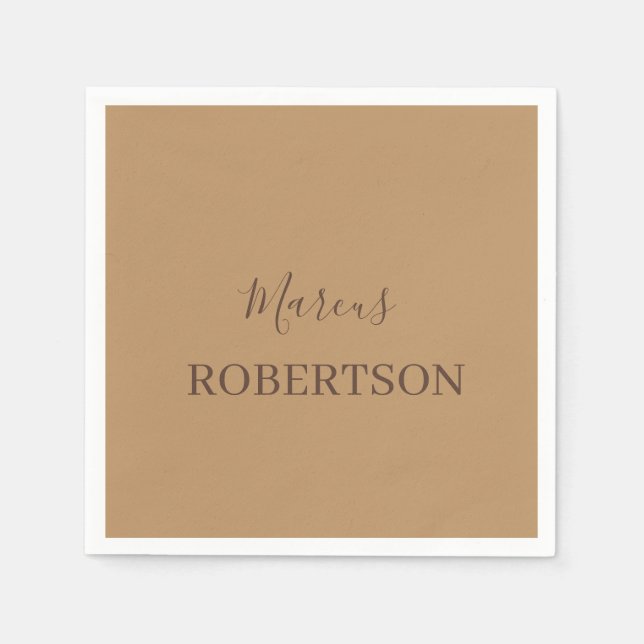 Brown monogram calligraphy minimalist professional napkin (Front)