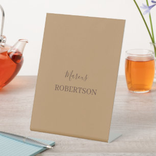 Brown monogram calligraphy minimalist professional pedestal sign