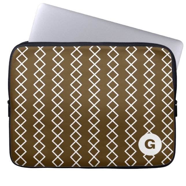Brown Monogram Geometric Laptop Sleeve (Front)