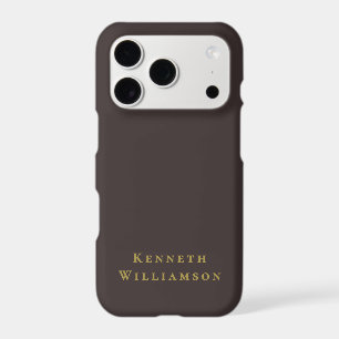 Brown Monogram Gold Name Minimalist Modern Men 