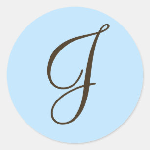 Brown Monogram J on Light Blue Favour Label