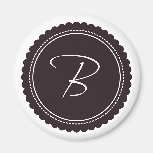 Brown Monogram Letter B Magnet (Front)