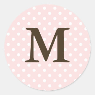 Brown Monogram M On Polka Dot Favour Labels