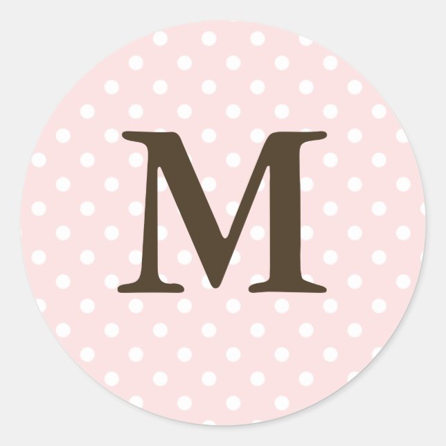 Brown Monogram M On Polka Dot Favour Labels (Front)