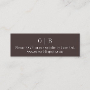 Brown Monogram RSVP Website Mini Enclosure Card