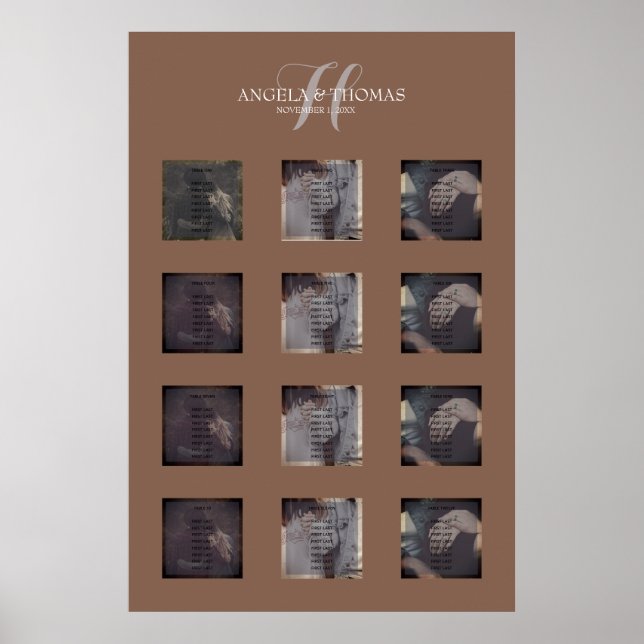 Brown Monogram Seating Chart (Front)