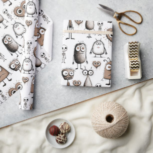 Brown Monsters Wrapping Paper