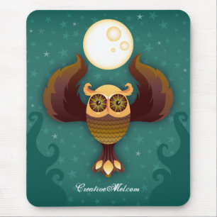Brown Moon Owl Mousepad