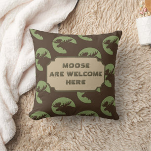 Brown Moose Circle Pattern Cabin Cushion