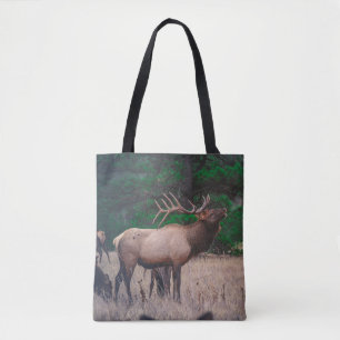 BROWN MOOSE NEAR GREEN TREE AT DAYTIME TOTE BAG