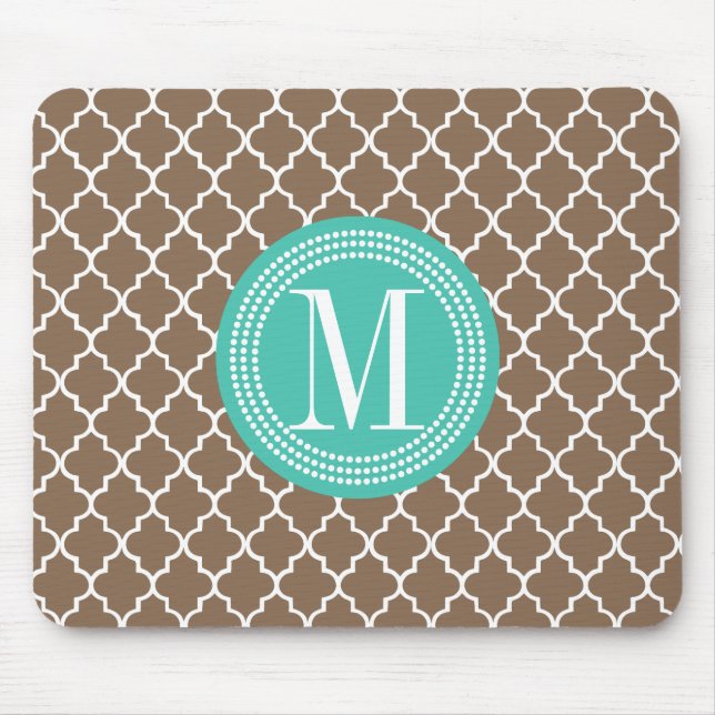 Brown Moroccan Lattice Personalised Mouse Pad (Front)