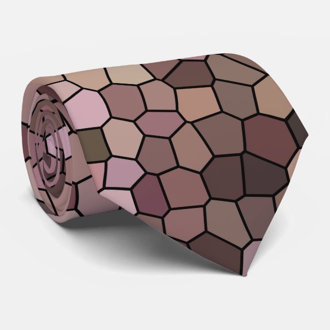 Brown Mosaic Pattern Tie (Rolled)