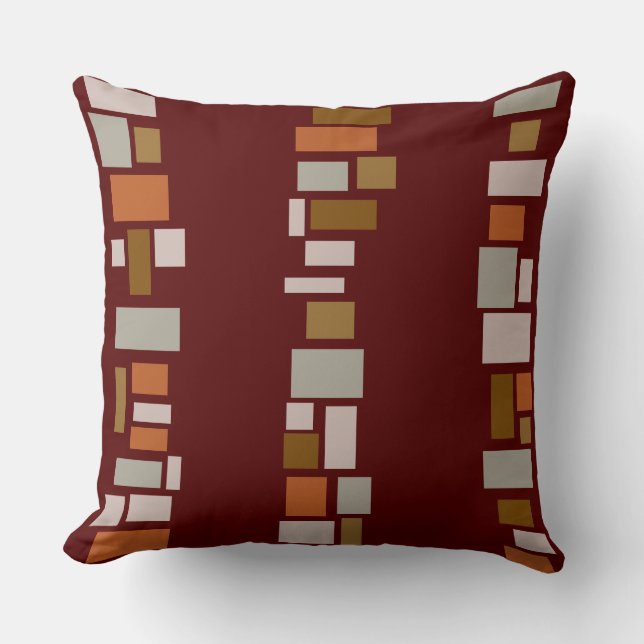 Brown MOSIAC TILES DESIGN Retro Throw Pillow (Front)