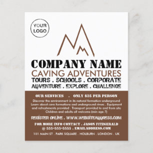 Brown Mountain Logo, Caving Adventure Advertising Flyer