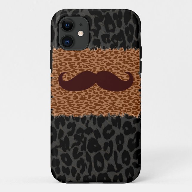 Brown Moustache and Leopard Print Case-Mate iPhone Case (Back)