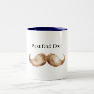Brown Moustache Best Dad Ever Two-Tone Coffee Mug