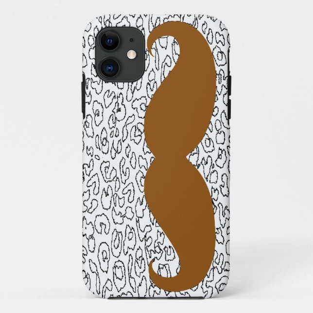 Brown Moustache on leopard skin Case-Mate iPhone Case (Back)