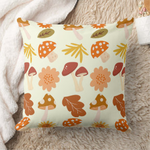 Brown Mushroom In Fall Throw Pillow