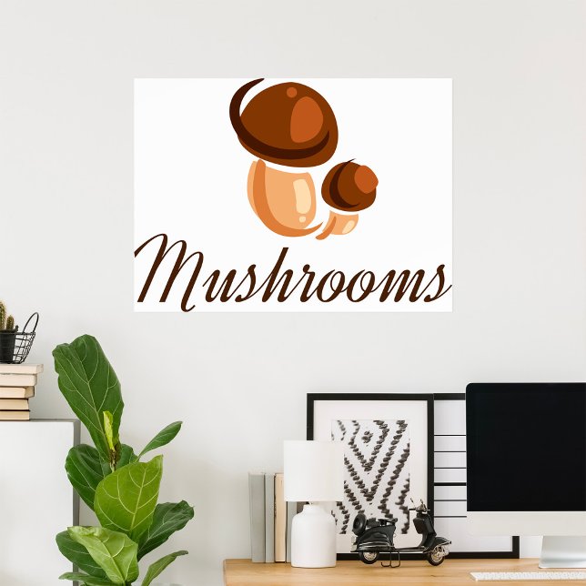 Brown Mushroom Whimsical Nature Food Poster (Creator Uploaded)