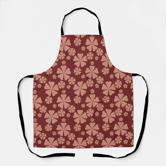 Brown Muted Floral Abstract Pattern Apron (Front)