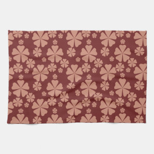 Brown Muted Floral Abstract Pattern Tea Towel