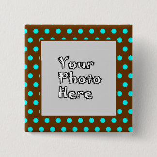 Brown n Aqua Polka Dots Photo Frame 15 Cm Square Badge