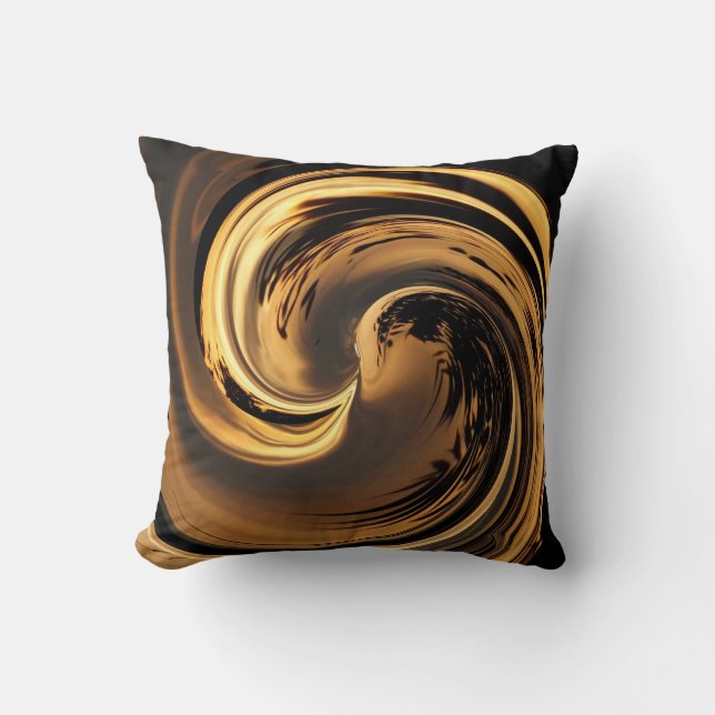 Brown N Gold Island Wave Throw Pillow (Front)