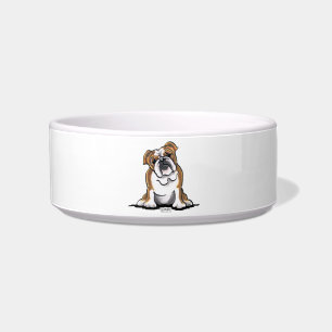 Brown n White English Bulldog Sit Pretty Bowl