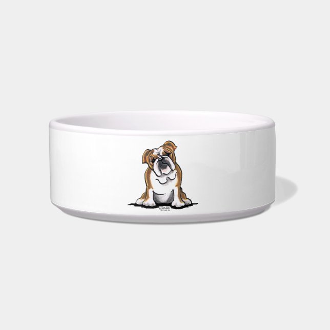 Brown n White English Bulldog Sit Pretty Bowl (Front)