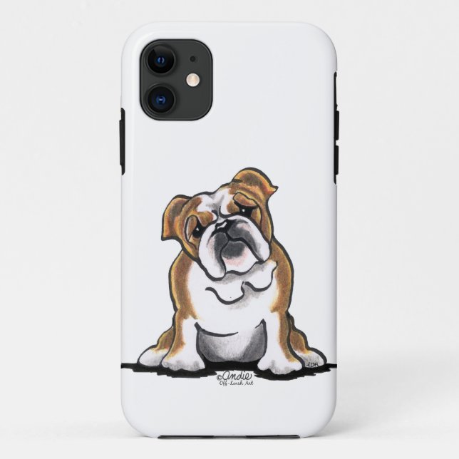 Brown n White English Bulldog Sit Pretty Case-Mate iPhone Case (Back)