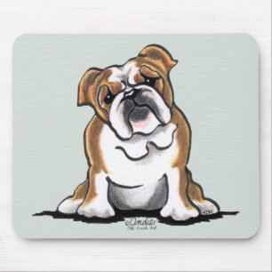 Brown n White English Bulldog Sit Pretty Mouse Pad