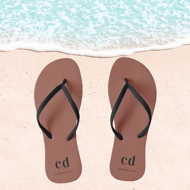 Brown name monogram thongs (Creator Uploaded)