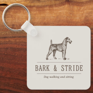 Brown Natural Dog Walking Business Branding QR Key Ring