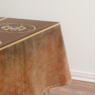 Brown Nautical Rustic Compass Design Tablecloth