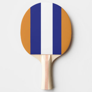 Brown, navy blue and white stripes ping pong paddle