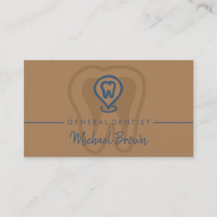Brown Navy Modern Dentist Tooth Business Card