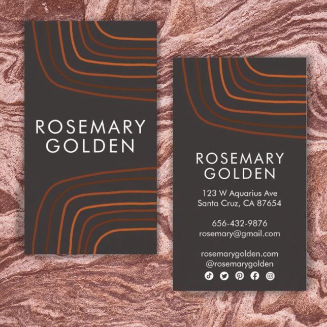 Brown Neutral Lines Minimalist Simple Elegant Business Card (Creator Uploaded)