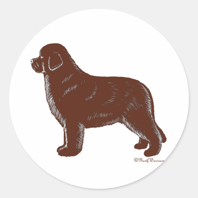 Brown Newfoundland Dog Classic Round Sticker (Front)