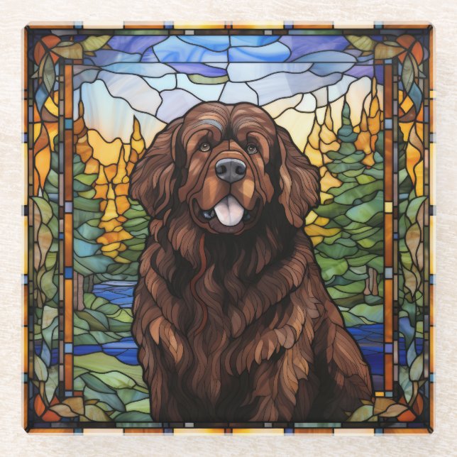 Brown Newfoundland Dog Coaster (Front)
