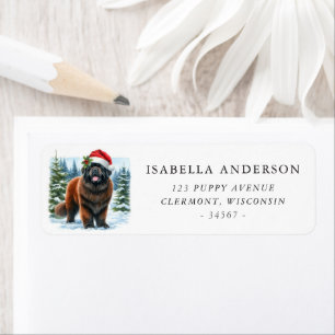 Brown Newfoundland Dog Winter Watercolor Address Return Address Label