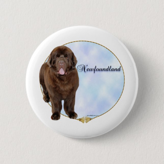 Brown Newfoundland Portrait - Button (Front)