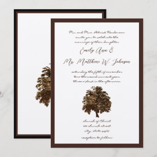 Brown Oak Tree Wedding Invitation