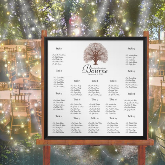 Brown Oak Tree Wedding Seating Chart 17 Tables (Creator Uploaded)