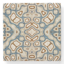 Brown Ochre Teal Blue Hip Tribe Art
