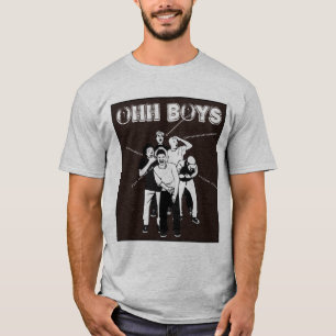 brown OHH BOYS in black and white T-Shirt