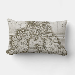 Brown Old World Antique Map Throw Pillow