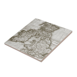 Brown Old World Antique Map Tile and Trivet