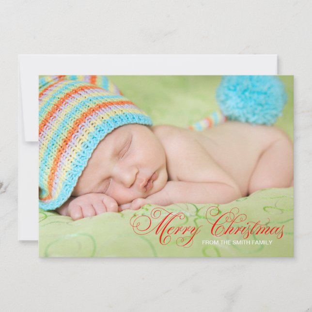 Brown Olive Green Photo Christmas Card (Front)