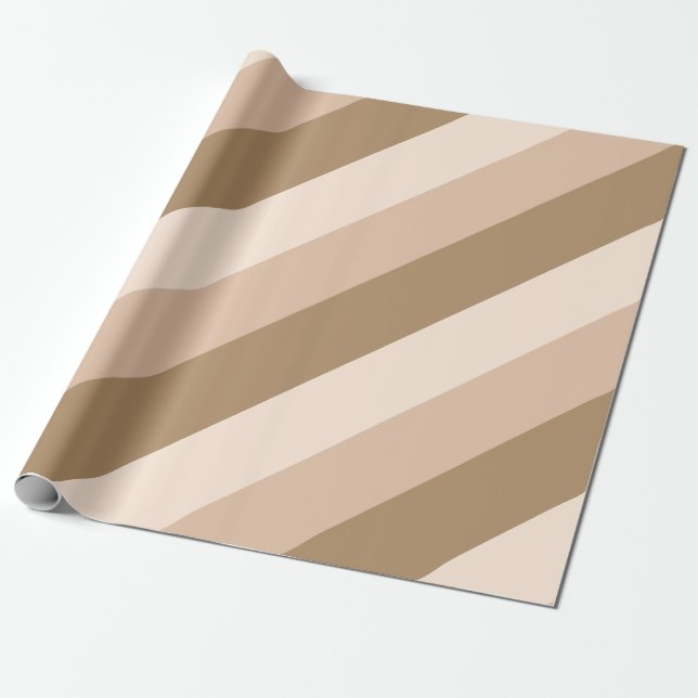 Brown Ombre Diagonal Striped Wrapping Paper (Unrolled)